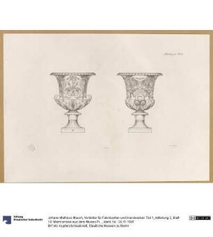 Vorbilder für Fabrikanten und Handwerker. Teil 1, Abteilung 2, Blatt 10: Marmorvase aus dem Museo Pio-Clementino (Vatikanische Museen)