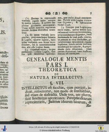 Genealogia Mentis Pars I. Theoretica. De Natura Intellectus.
