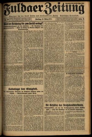 Erste Ausgabe vom Freitag, den 13. März 1931.