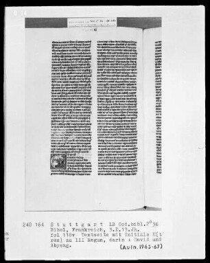 Bibel — Initiale E (t rex), darin David und Abishag, Folio 118verso