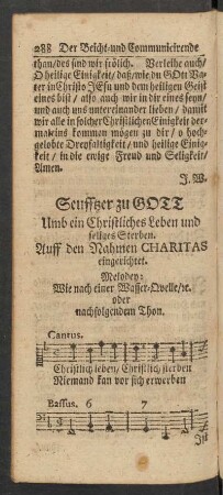 Seuffzer zu Gott Umb ein Christliches Leben und seliges Sterben.
