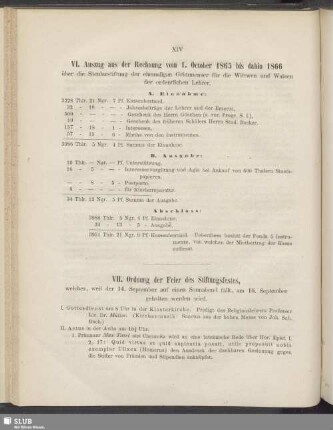 VII. Ordnung der Feier des Stiftungsfestes