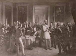 Die Mitglieder der Dresdner Conferenzen bei ihrer ersten Zusammenkunft im Brühlschen Palais am 23. Dezember 1850