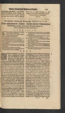 Die Hundert- Siben und Viertzigiste Observation.