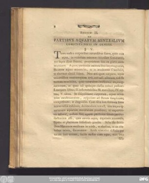 Sectio II. De Partibus Aquarum Mineralium Constitutivis In Genere.