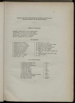 Elenco dei soci della Societa di Scienze Naturali ed Economiche al 31 marzo 1878.