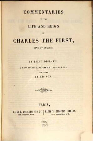 Commentaries on the life and reign of Charles the First, King of England