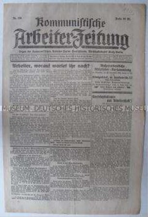 Linkssektiererische "Kommunistische Arbeiter-Zeitung" mit einem Beitrag von Rosa Luxemburg über den "Staatskapitalismus"