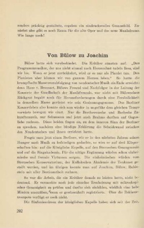 Von Bülow zu Joachim