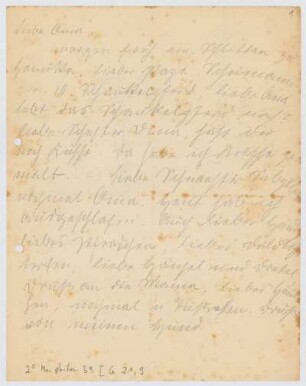 Brief von Rafael Rosenzweig an Adele Rosenzweig, geschrieben von Edith Rosenzweig