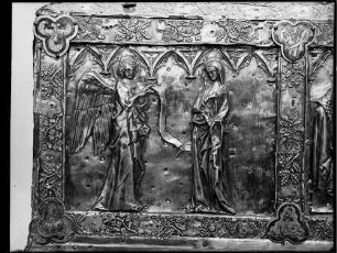 Reichenau Mittelzell Kloster Marienmünster Schatzkammer Reliquienschrein des Heiligen Marcus (1303/1305), gestiftet von König Albrecht von Habsburg Verkündigung