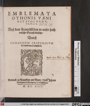Emblemata Othonis Vaeni Batavo-Lugdunensis