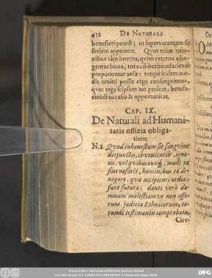 Cap. IX. De Naturali ad Humanitatis officia obligatione.