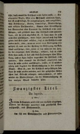 Zwanzigster Titel. De legatis.