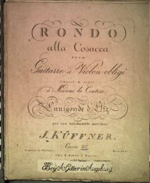 Rondo alla cosacca : pour guitarre et violon obligé ; oeuvre 25