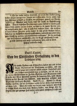 Das II. Capitel. Von der Christlichen Verhaltung in den Trübsalen selbst.