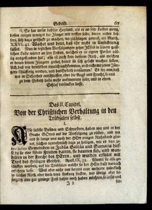 Das II. Capitel. Von der Christlichen Verhaltung in den Trübsalen selbst.