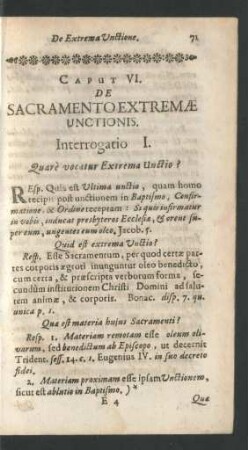Caput VI. De Sacramento Extremae Unctionis