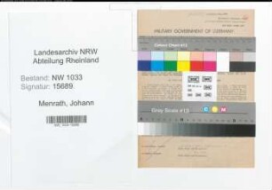 Entnazifizierung Johann Menrath , geb. 14.10.1899 (Polizeibeamter)