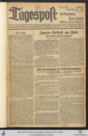 30. Jg. (Juli bis Dezember): Freiburger Tagespost