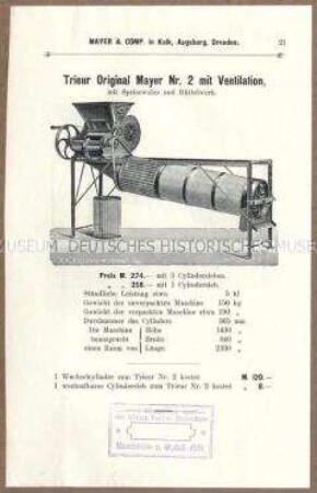 Trieur mit Speisewalze und Rüttelwerk Nr. 2 mit Ventilation
