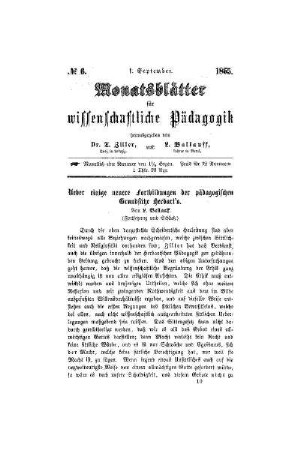 Ueber einige neuere Fortbildungen der pädagogischen Grundsätze Herbart's : (Fortsetzung und Schluß)