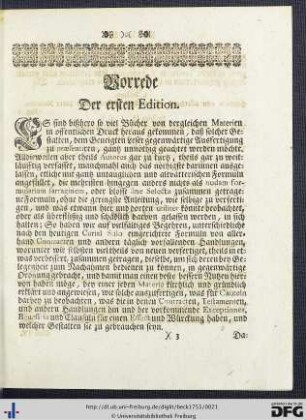 Vorrede Der ersten Edition.