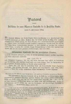 Patent ... vom 5. Februar 1794.
