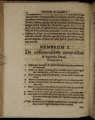 Membrum I. De collateralibus naturalibus & legitimis simul