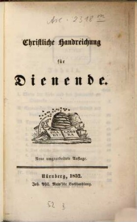 Christliche Handreichung für Dienende