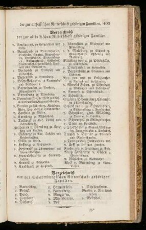 Verzeichnis der zur Schaumburgischen Ritterschaft gehörigen Familien.