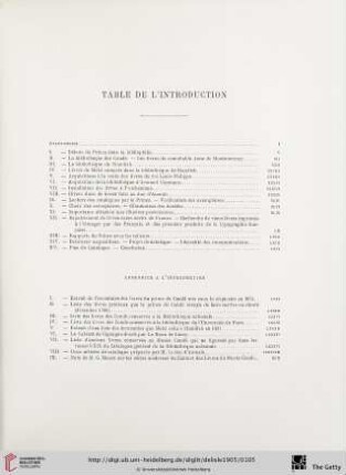 Table de l'introduction
