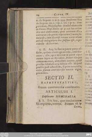Sectio II. [...], statum controversiae constituens.