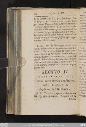Sectio II. [...], statum controversiae constituens.