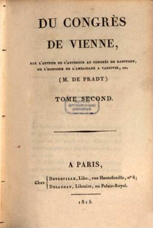 Du congrès de Vienne, 2