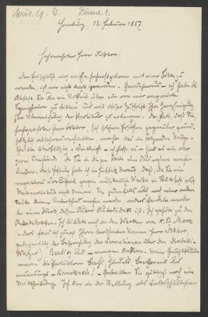 Brief an Hans von Bülow : 12.02.1887