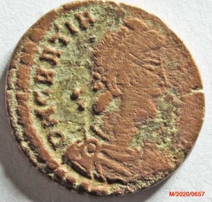Römische Münze, Nominal Centenionalis, Prägeherr Gratian, Prägeort Arles, Original