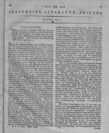 Ukert, F. A.: Geographie der Griechen und Römer von den frühesten Zeiten bis auf Ptolemäus. T.1, Abt. 1. Weimar: Geographisches Institut 1816