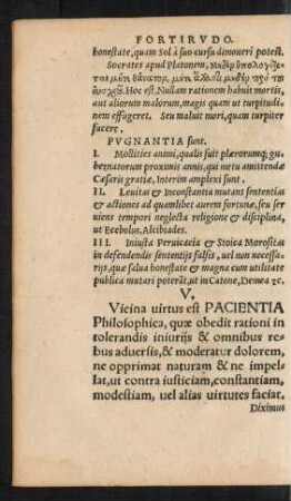 V. Vicina virtus est Pacientia Philosophica ...