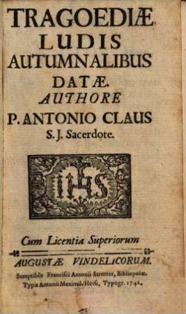 Tragoediae Ludis Autumnalibus Datae