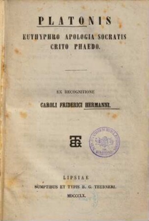 Euthyphro : Apologia Socratis. Crito. Phaedo