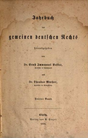 Jahrbuch des gemeinen deutschen Rechts. 3. 1859