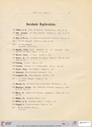 Gerahmte Kupferstiche (Nr. 324 - 353)