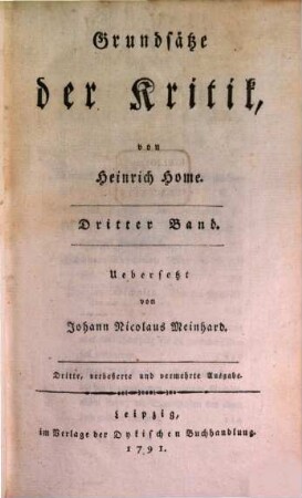 Grundsätze der Kritik, Dritter Band