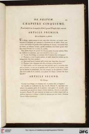 V. Essai motivé sur la manière dont le grand Temple était couvert