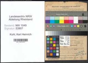 Entnazifizierung Karl Heinrich Kuhl , geb. 18.06.1890 (Verwaltungsbeamter)
