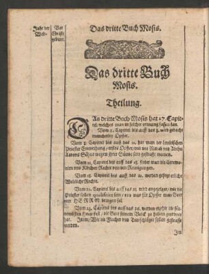 Das dritte Buch Mosis.