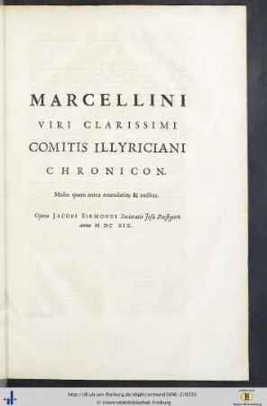 III. Marcellini Chronicon.
