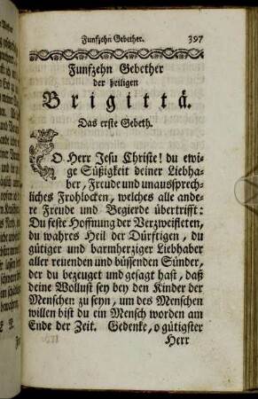 Funfzehn Gebether der heiligen Brigittä. - Gebeth in der Krankheit.