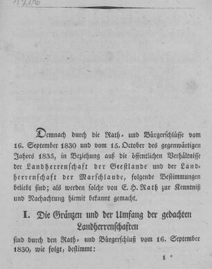 I. Die Gränzen und der Umfang der gedachten Landherrenschaften
